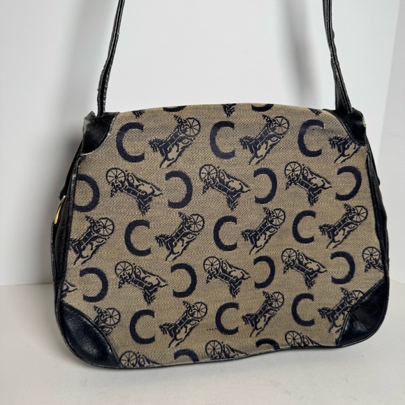 Celine Vintage Canvas Leather Crossbody Bag Purse - Picture 3 of 12